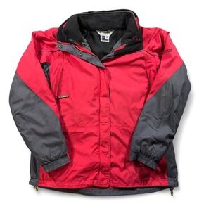 Columbia Core Interchange Jacket Women XL Red Gray Fleece Lined Winter Coat